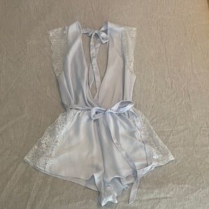 Adore Me Light Blue Lace Trim Maille Romper